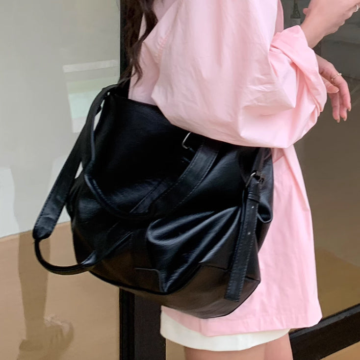 2color leather travel bag