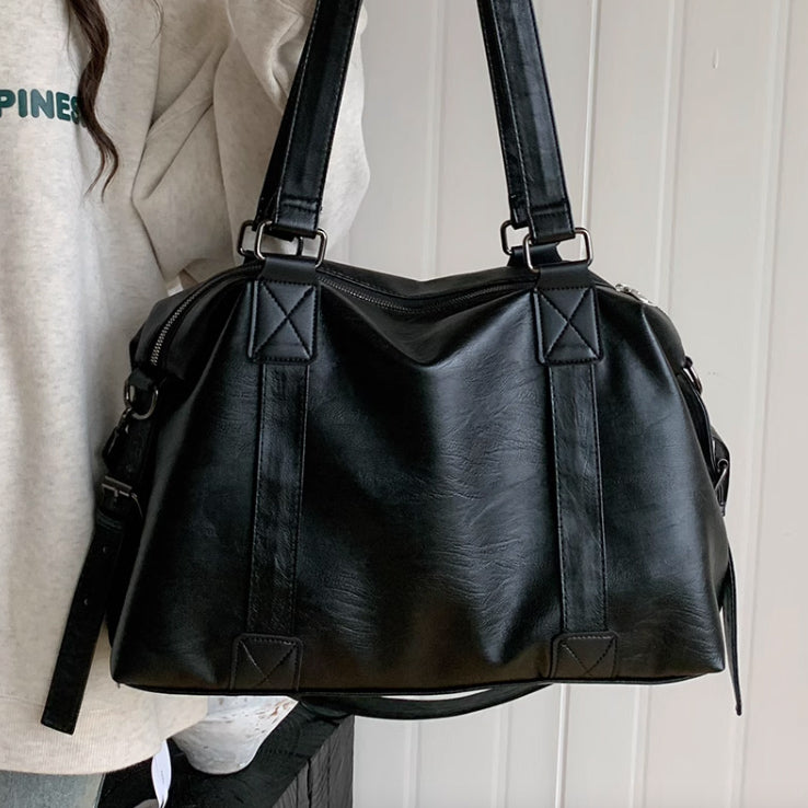 2color leather travel bag