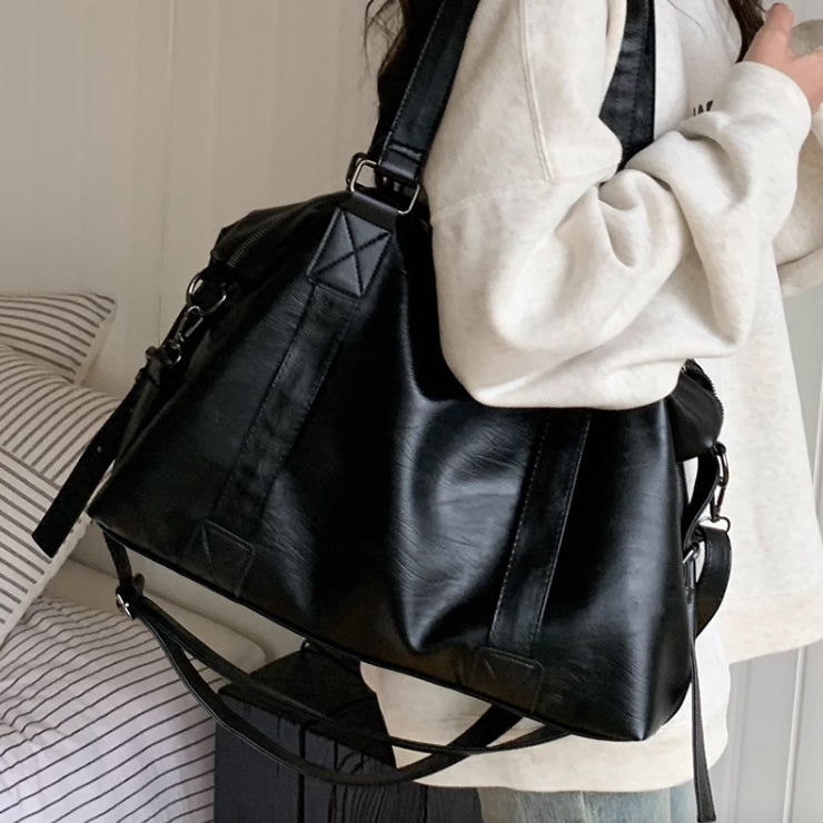 2color leather travel bag