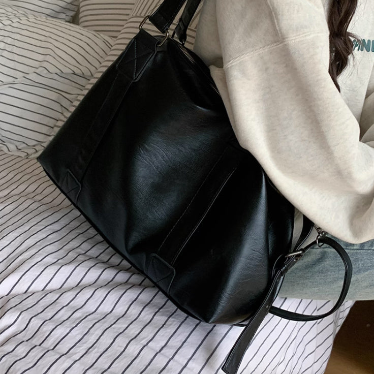 2color leather travel bag