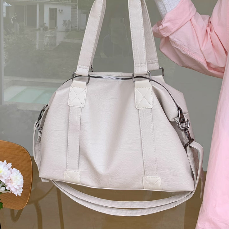 2color leather travel bag
