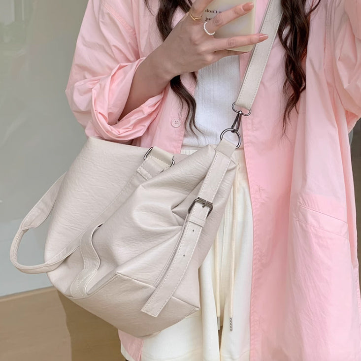 2color leather travel bag