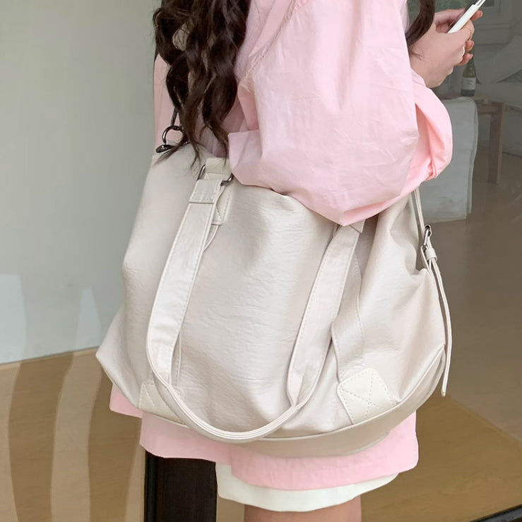 2color leather travel bag