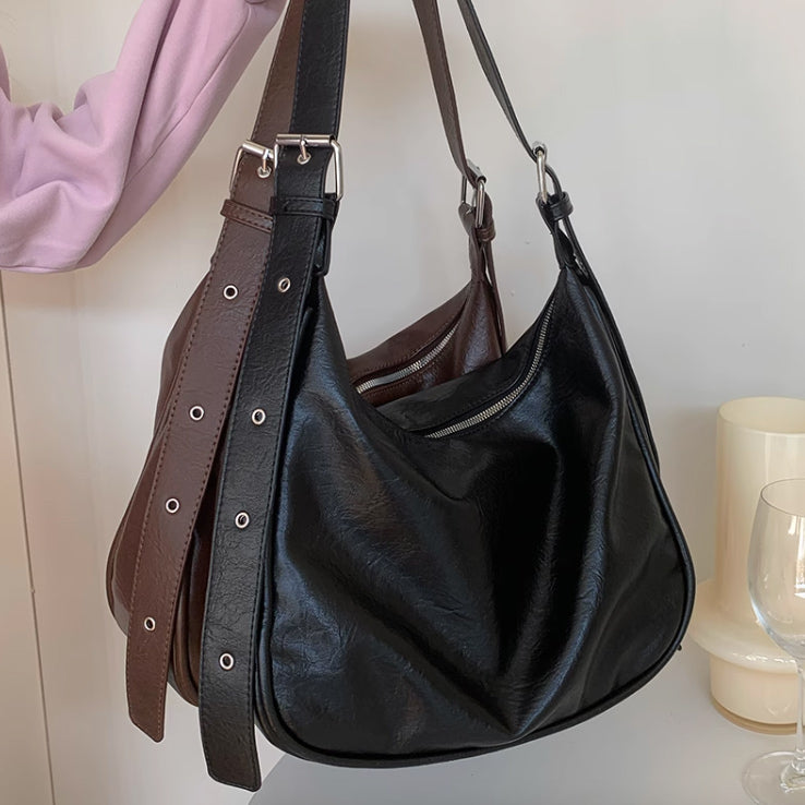 2color retro leather belt bag
