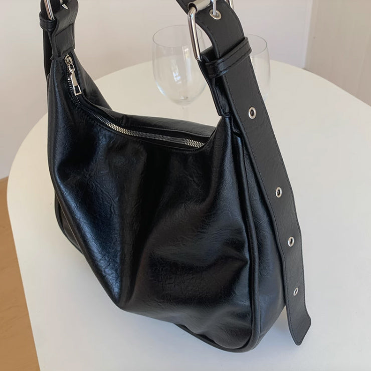 2color retro leather belt bag