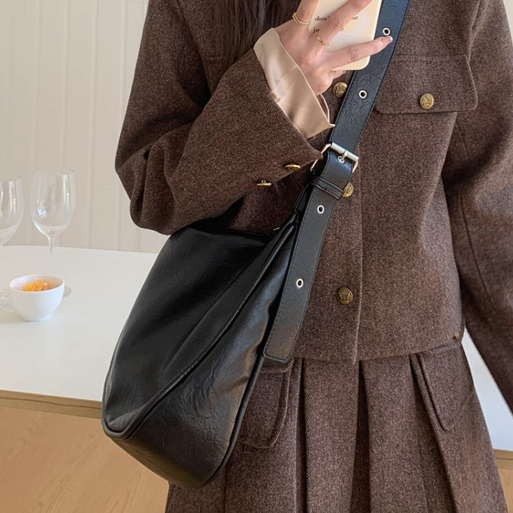 2color retro leather belt bag
