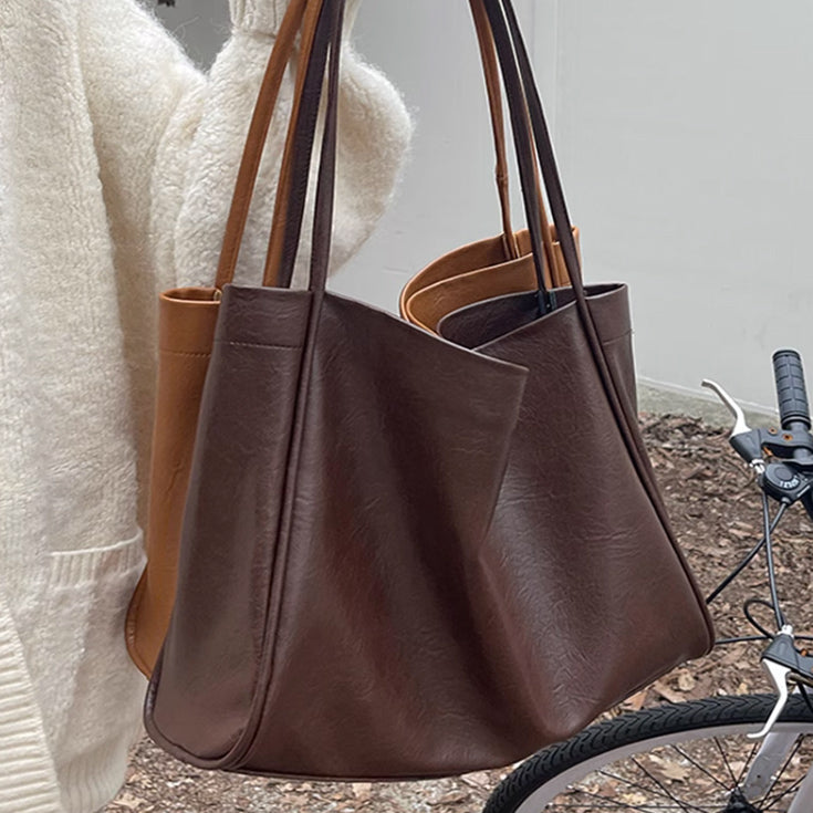 3color simple soft leather bag