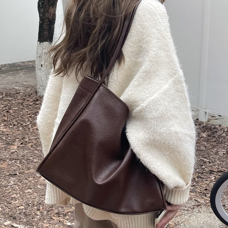 3color simple soft leather bag