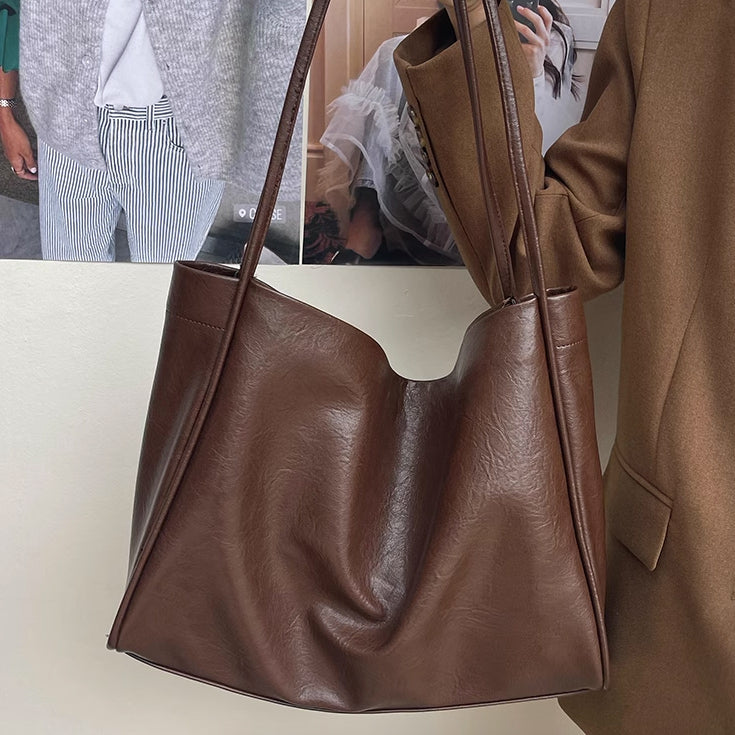3color simple soft leather bag