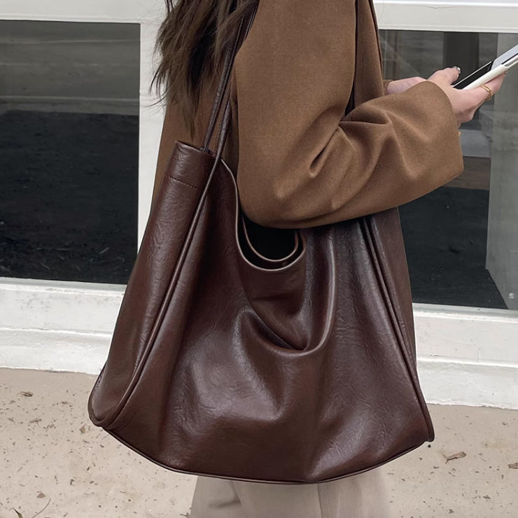 3color simple soft leather bag