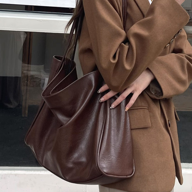 3color simple soft leather bag