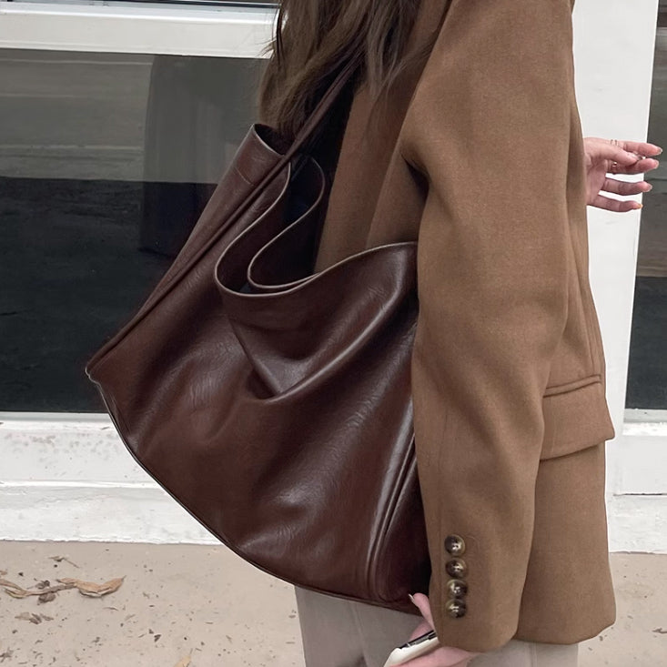 3color simple soft leather bag