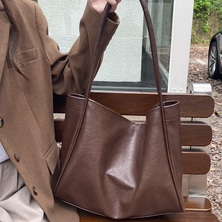 3color simple soft leather bag