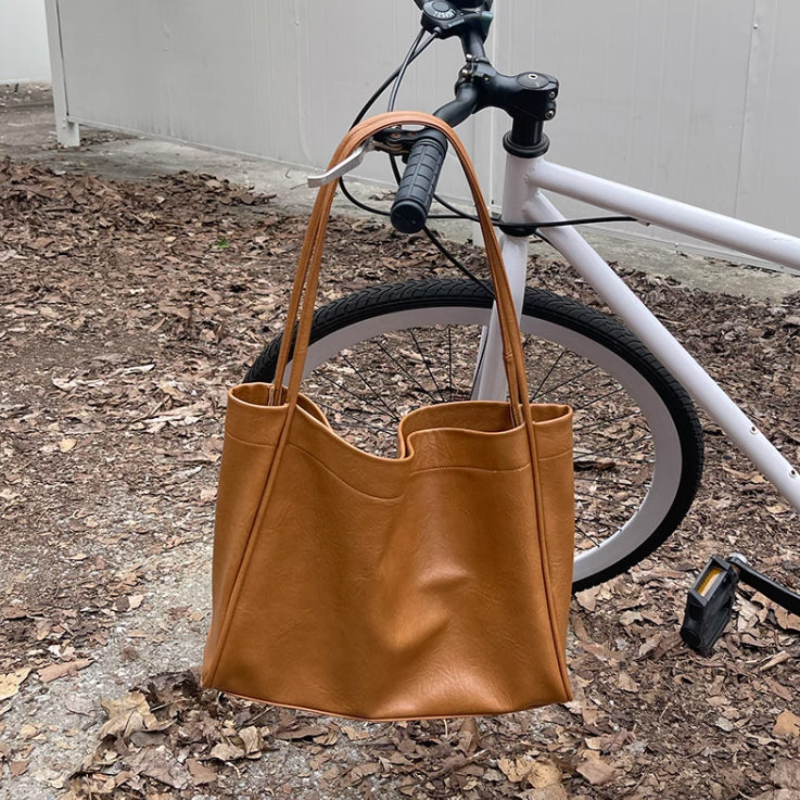 3color simple soft leather bag