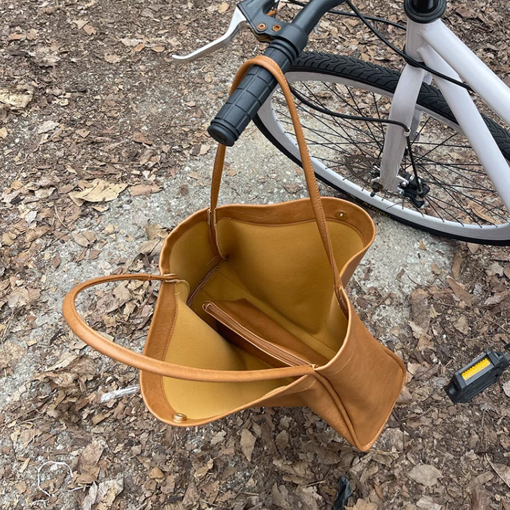 3color simple soft leather bag