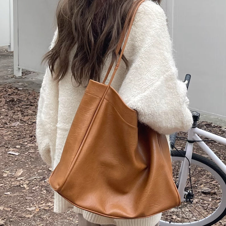 3color simple soft leather bag