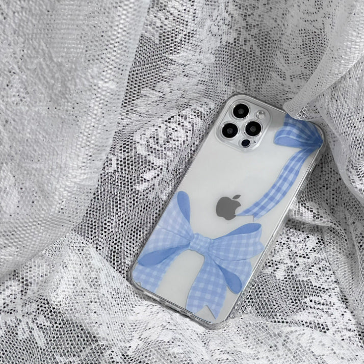 blue check ribbon iPhone case