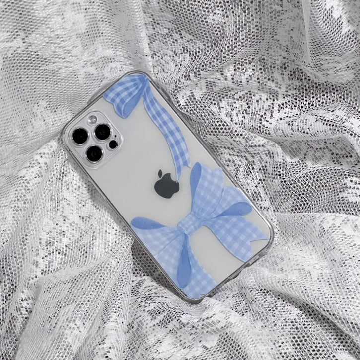 blue check ribbon iPhone case