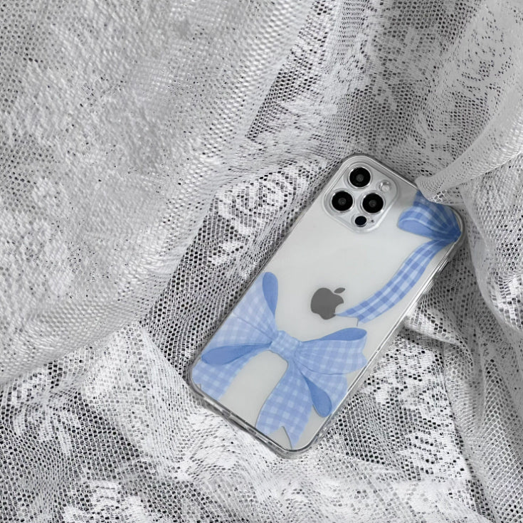 blue check ribbon iPhone case