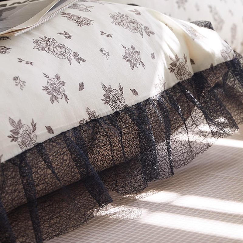 6design black mesh frill bedlinen set