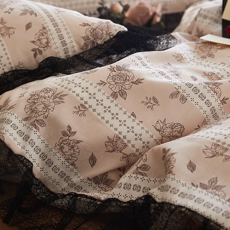 6design black mesh frill bedlinen set