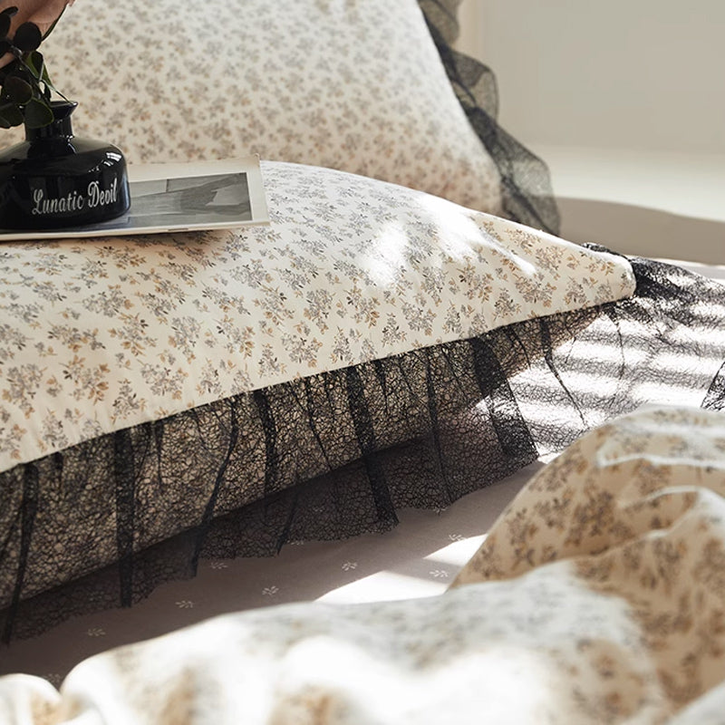 6design black mesh frill bedlinen set