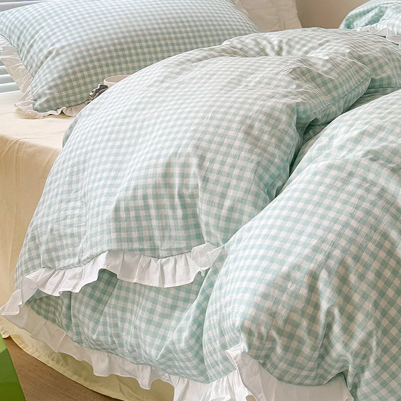 3color pastel gingham check bedlinen set