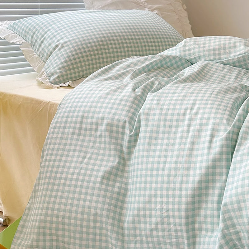 3color pastel gingham check bedlinen set
