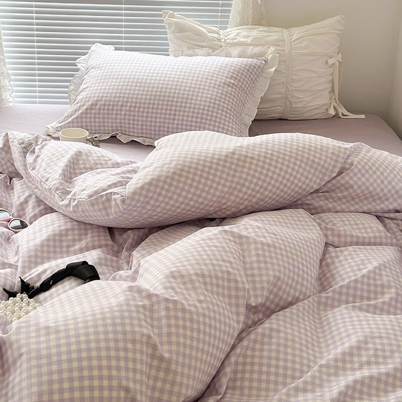 3color pastel gingham check bedlinen set