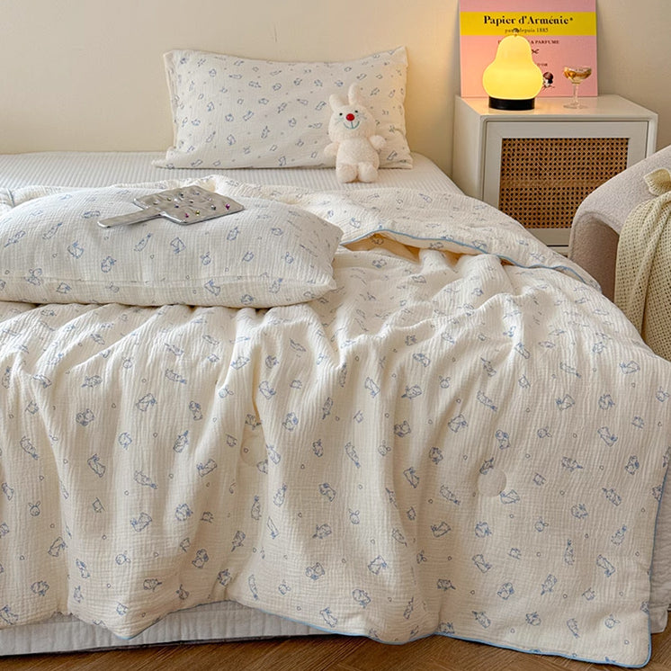 8design cotton gauze quilt & pillow sheets set