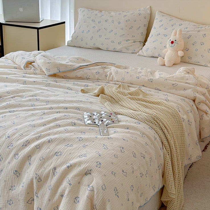 8design cotton gauze quilt & pillow sheets set