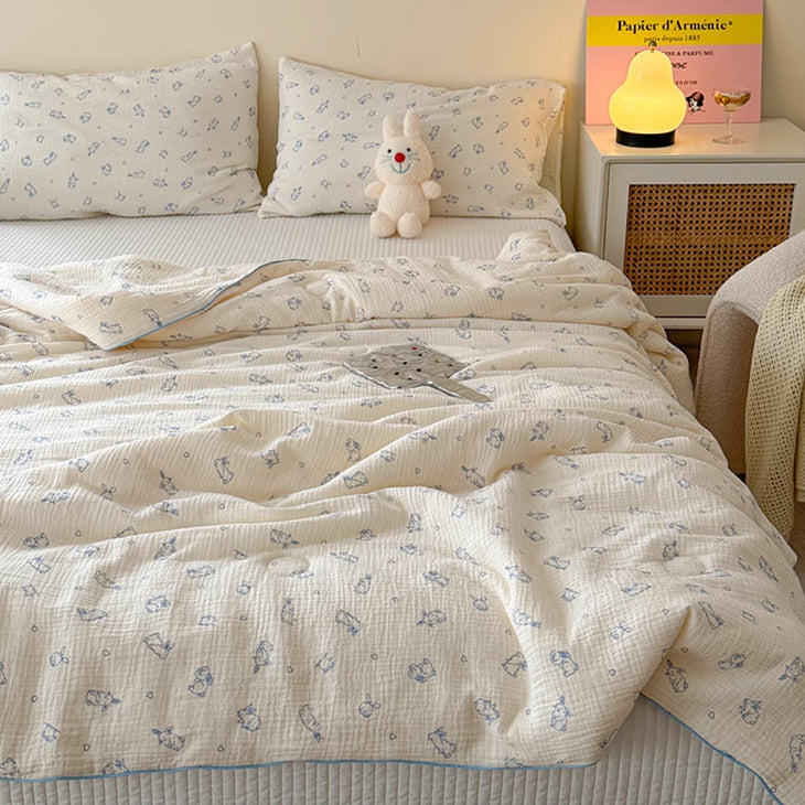 8design cotton gauze quilt & pillow sheets set