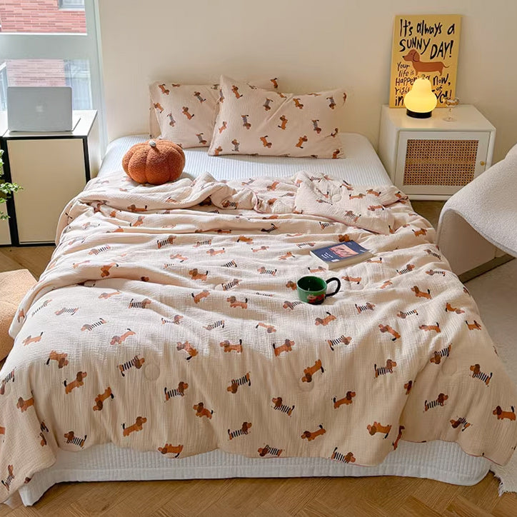 8design cotton gauze quilt & pillow sheets set