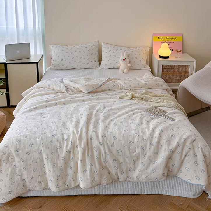8design cotton gauze quilt & pillow sheets set