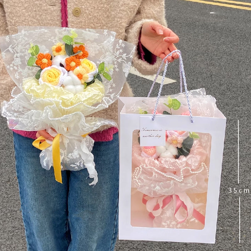 3color knit rose gift bouquet