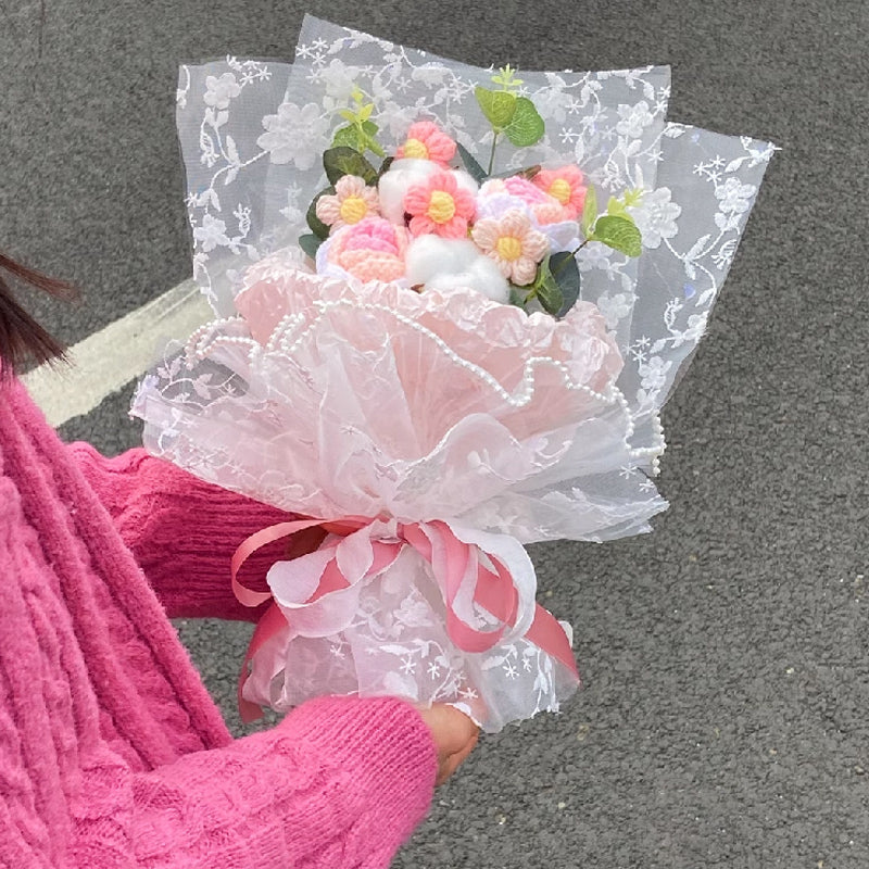 3color knit rose gift bouquet