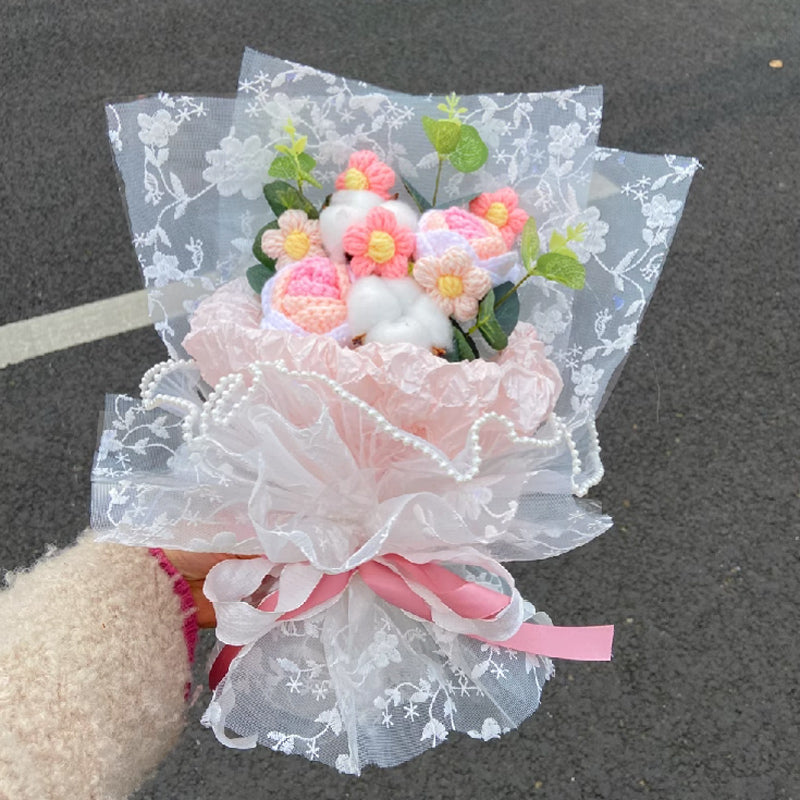 3color knit rose gift bouquet