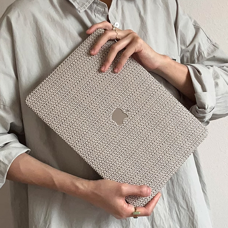 knit style leather Mac book case
