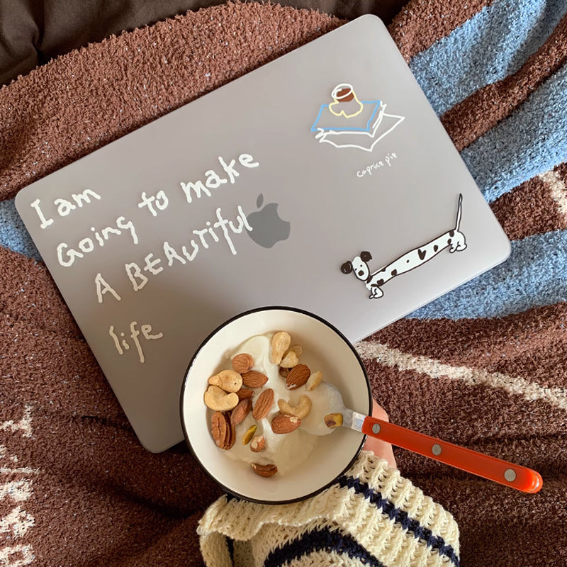 handwritten dog Mac book case