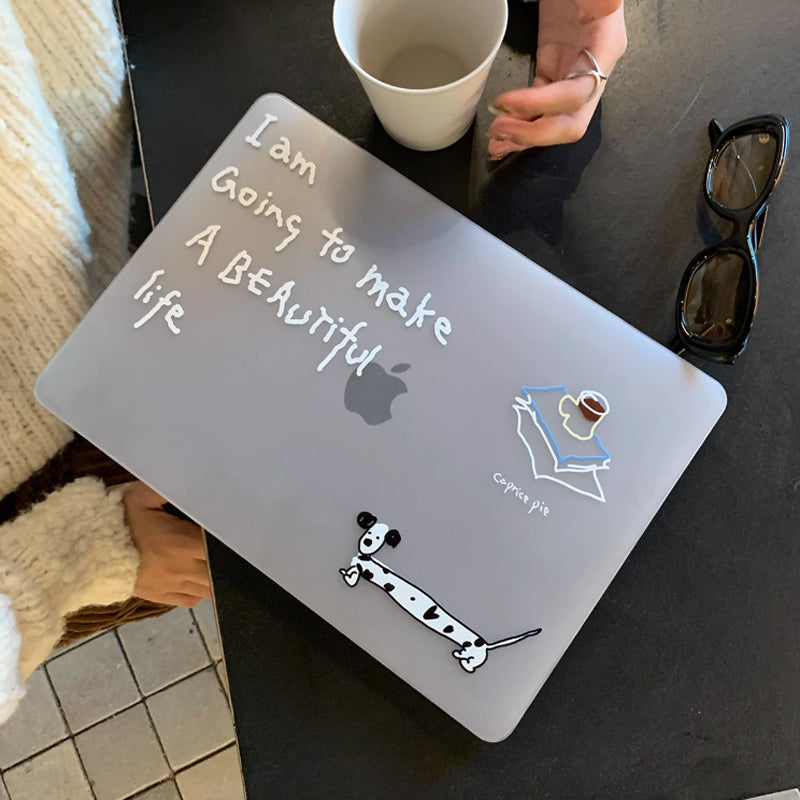 handwritten dog Mac book case