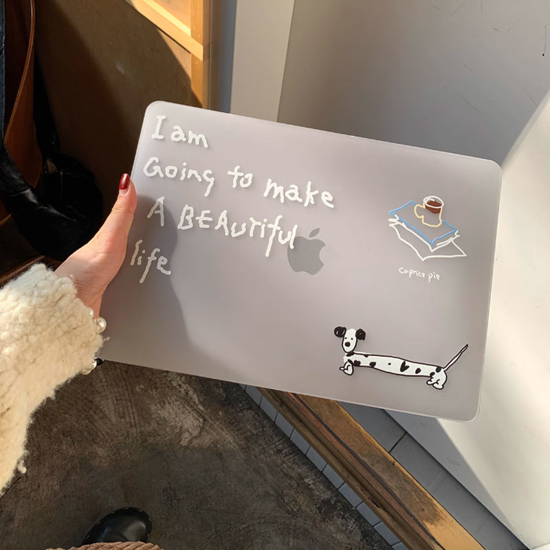 handwritten dog Mac book case