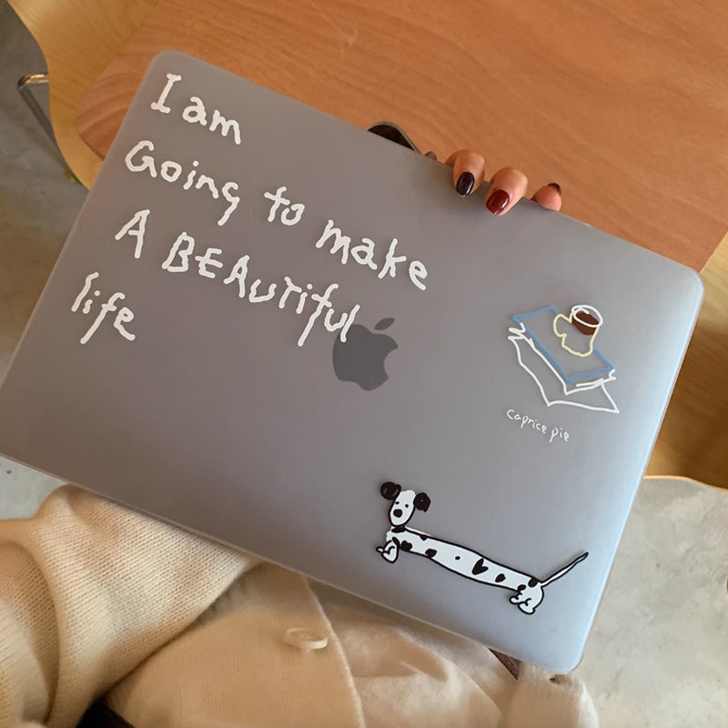 handwritten dog Mac book case