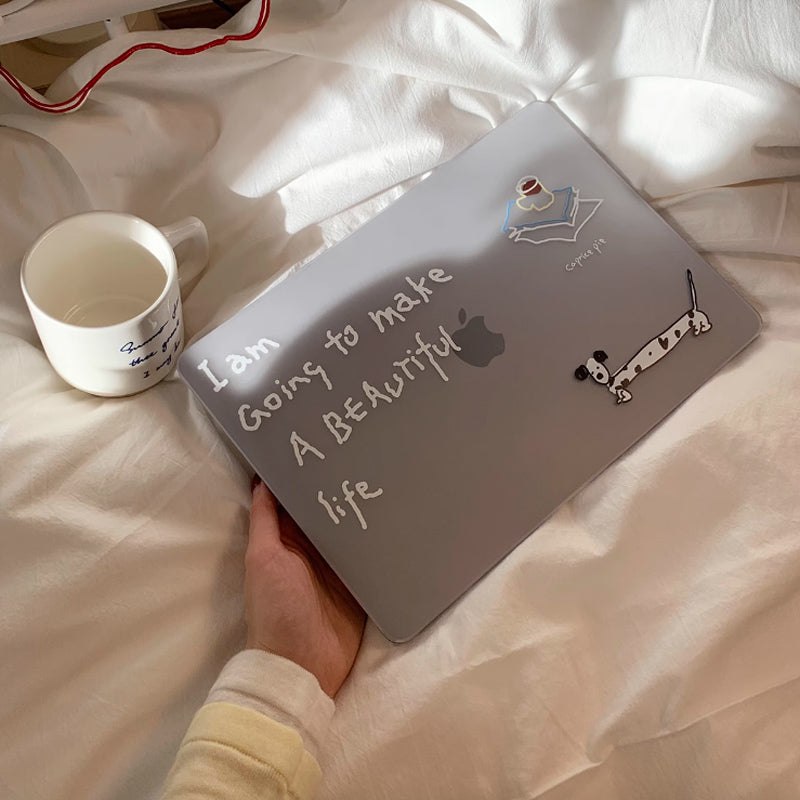 handwritten dog Mac book case