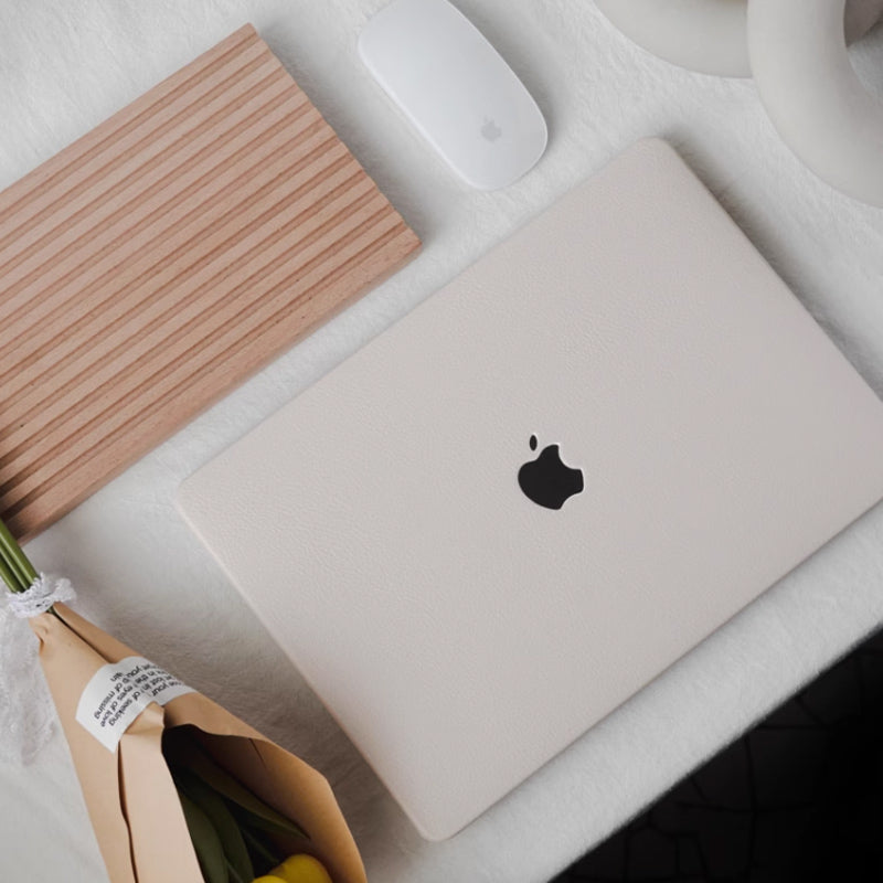 ivory leather Mac book case
