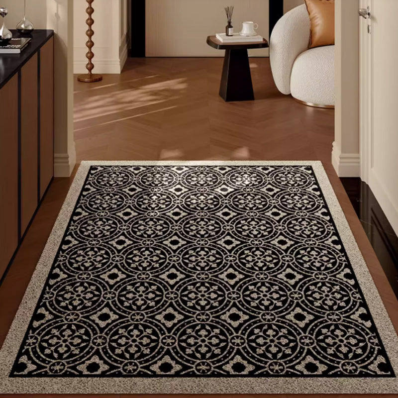 2color monotone flower tile door mat