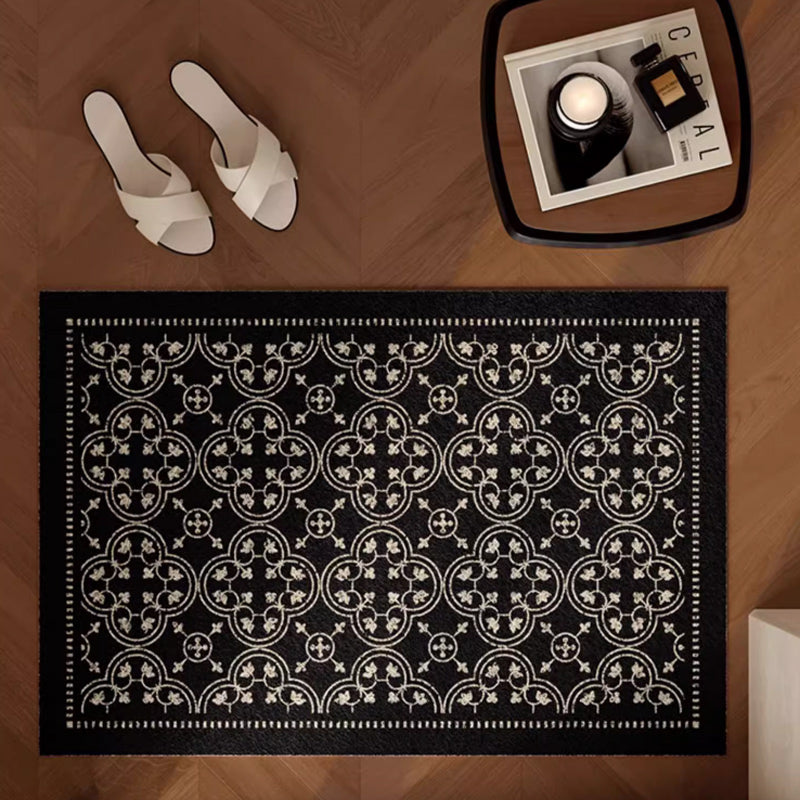 2color monotone flower tile door mat