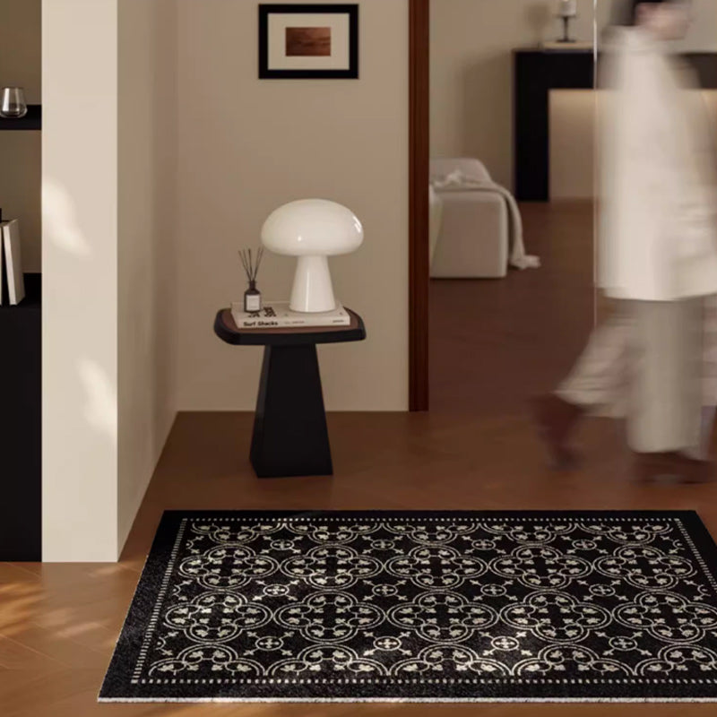 2color monotone flower tile door mat