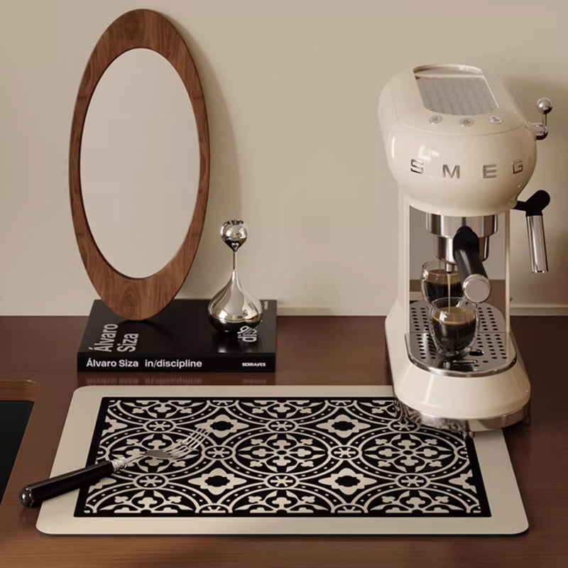 2color monotone flower tile sink mat