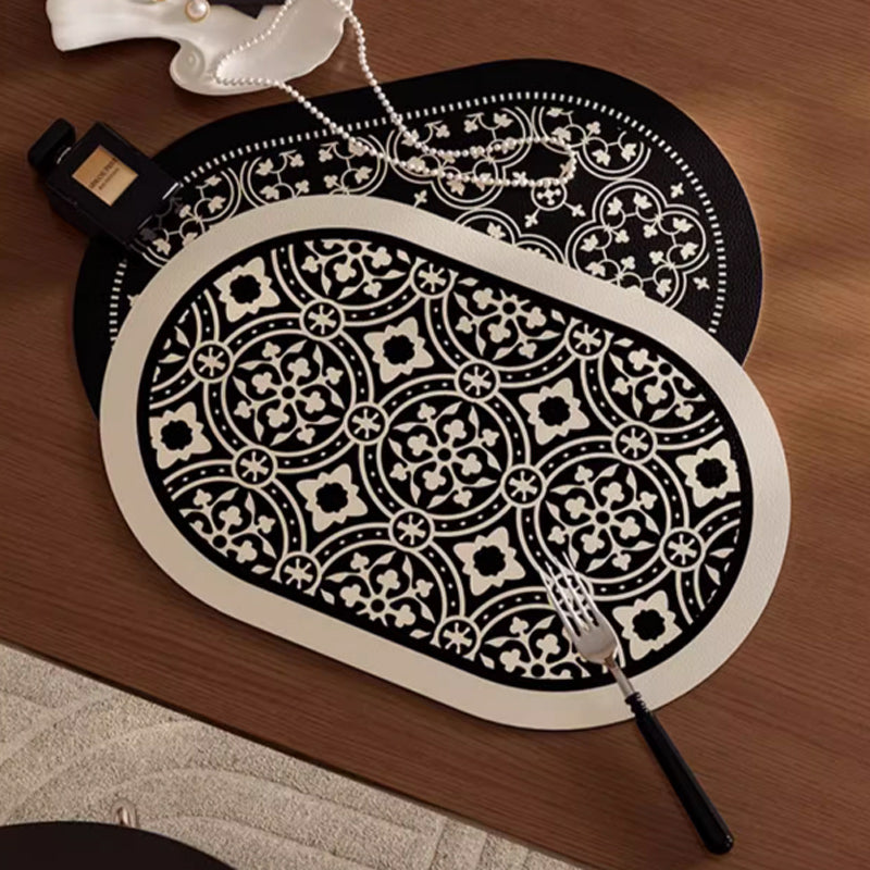 2color monotone flower tile place mat