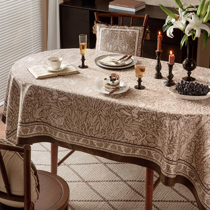 brown animal table cloth